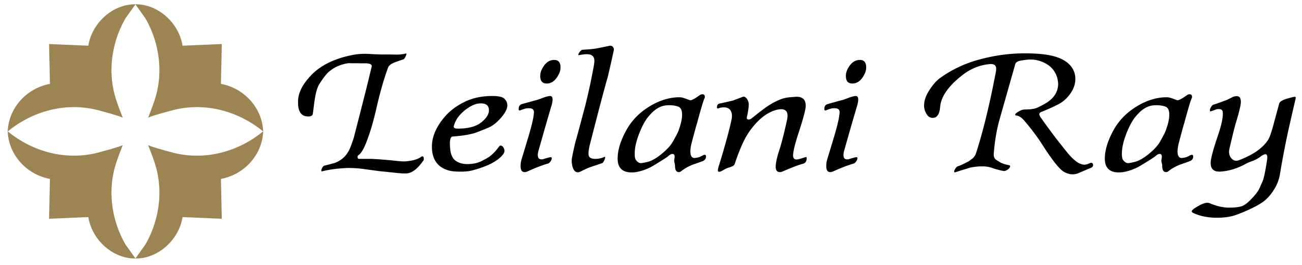 Logo with a gold four-lobed emblem on the left and black wordmark on the right.