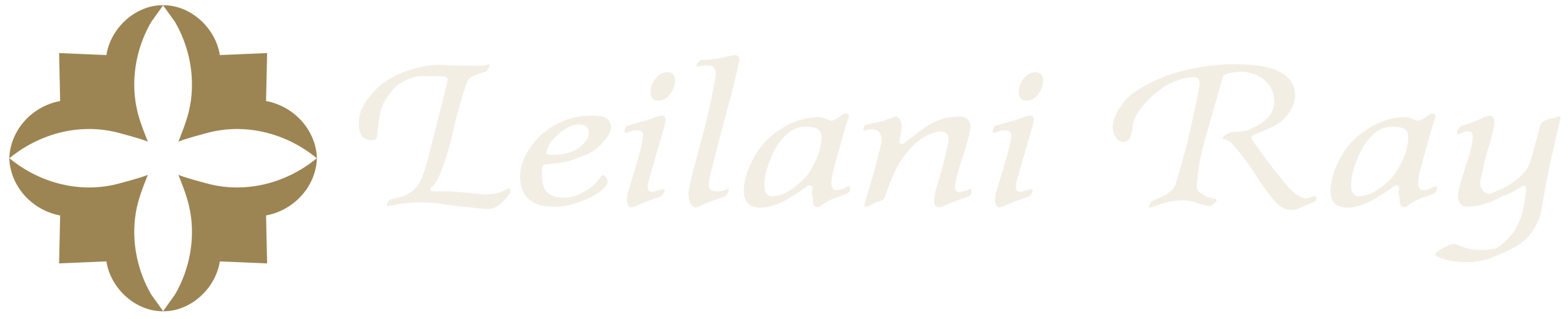 Brand logo with a gold quatrefoil emblem next to the cursive text 'Tellani Ray'